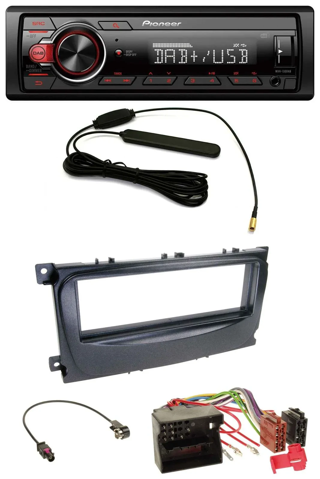 Pioneer MP3 DAB 1DIN AUX USB Autoradio für Ford Mondeo S-Max 07-14 schwarz