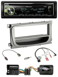 Автомагнитола Pioneer DAB, USB, MP3, CD, совместима с кнопками на руле, для Ford Mondeo/S-Max (с 2007), серебристая