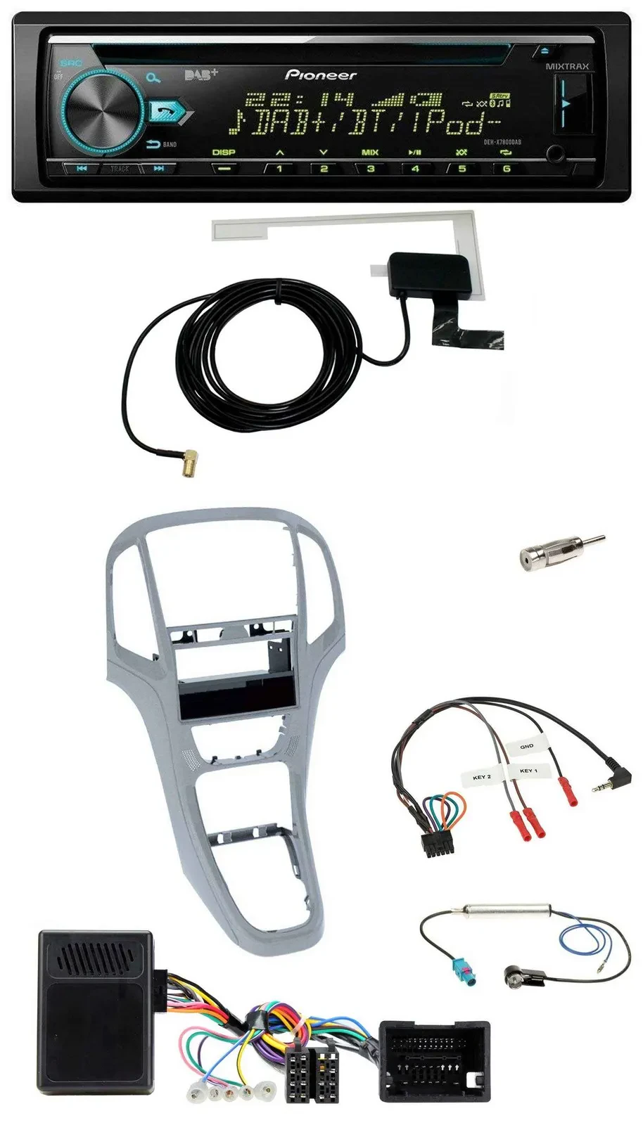 Pioneer MP3 Lenkrad CD USB DAB Autoradio für Opel Astra J 09-16 Platin silber