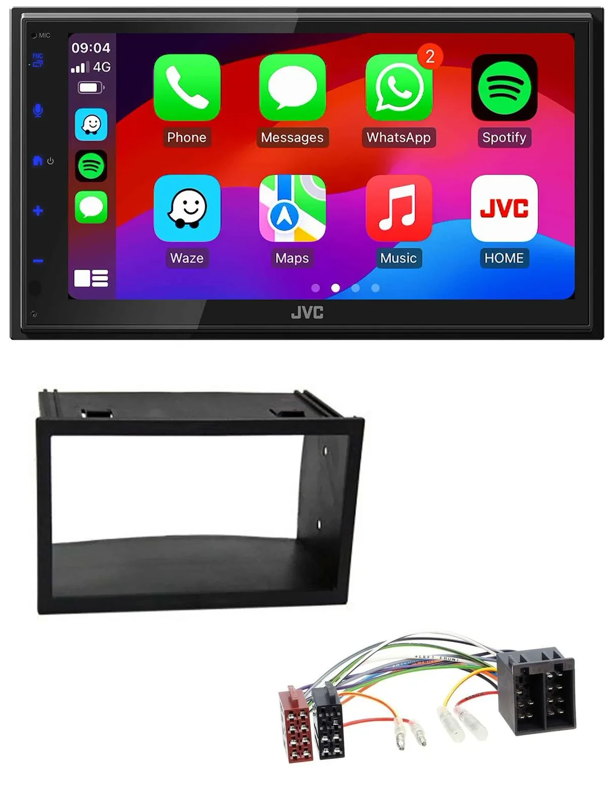 Автомагнитола JVC 2DIN, DAB, Bluetooth, USB, MP3 для VW Golf 4/Polo/T4/Fox/Passat (ISO)