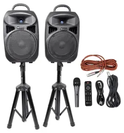 Rockville Dual 8" Bluetooth PA Church Speakers+Mic+Stands 4 Church Sound Systems