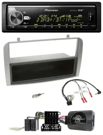 Автомагнитола Pioneer для Alfa Romeo GT/147 2007–2010, Bluetooth, USB, DAB, серебристая, с поддержкой кнопок на руле и карманом