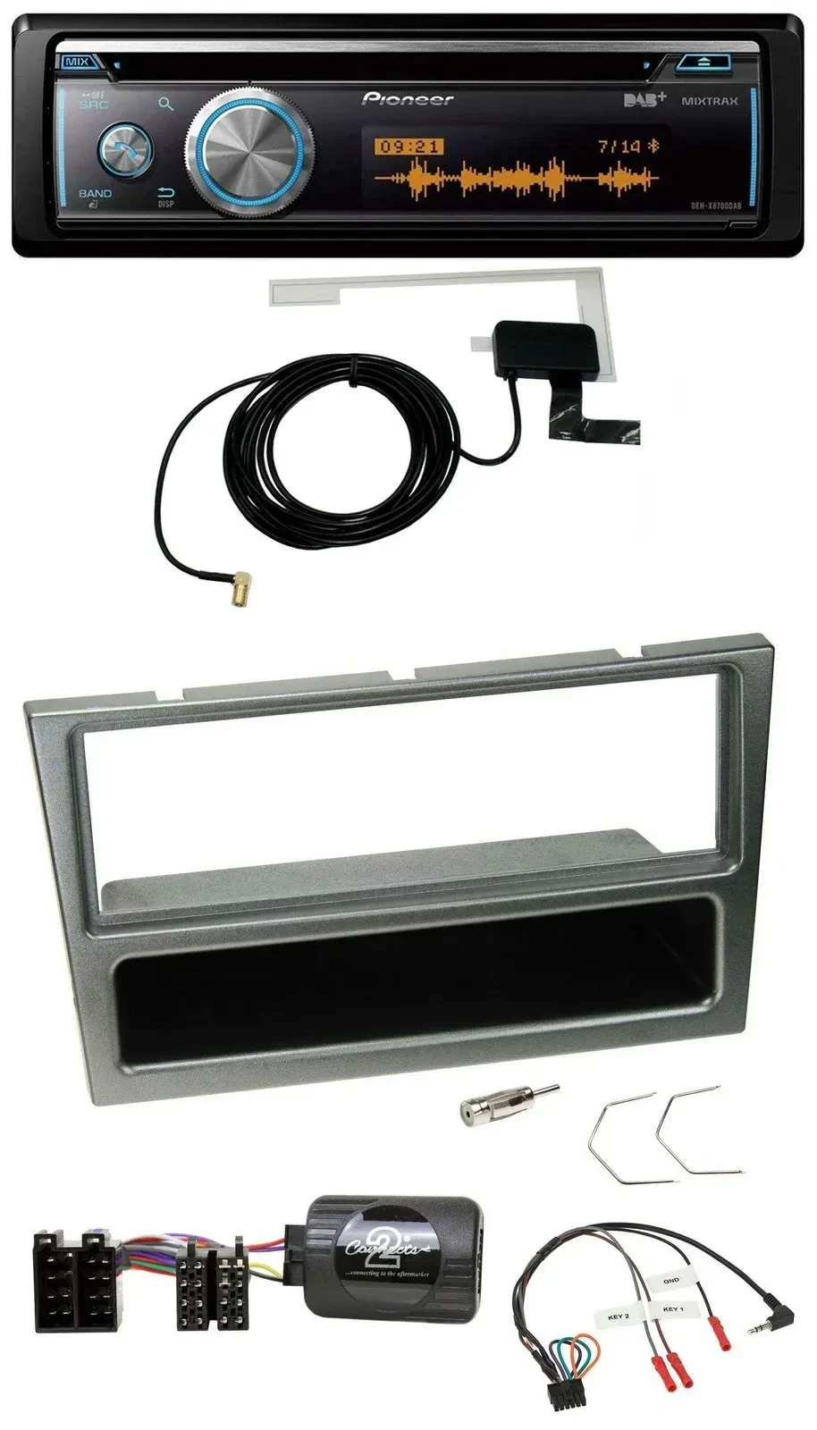 Pioneer Bluetooth DAB Lenkrad USB CD Autoradio für Opel Corsa C 00-04 aluminium