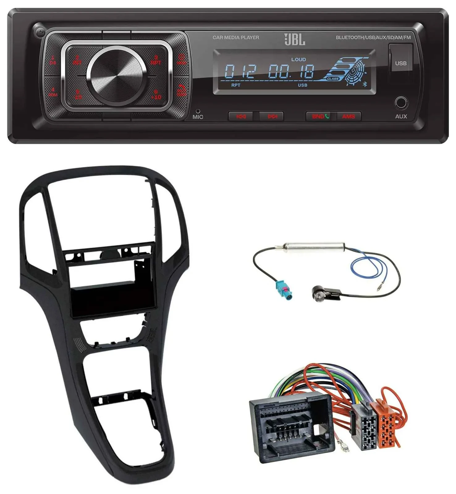 JBL SD AUX MP3 USB Bluetooth Autoradio für Opel Astra J ab 2009 Perl schwarz