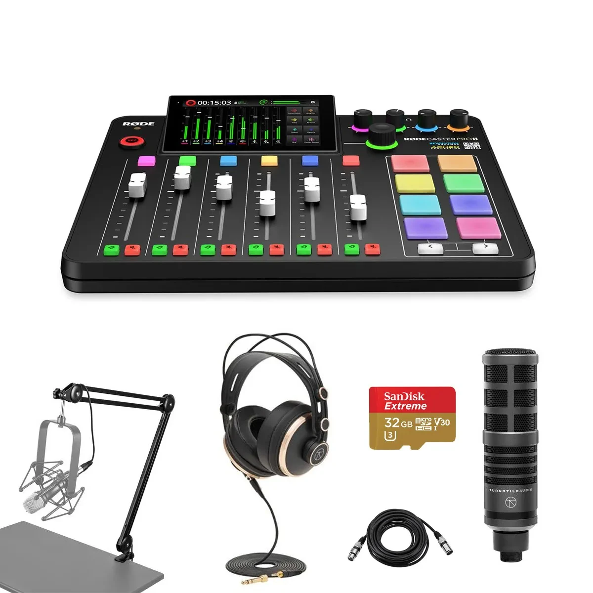 Комплект для подкастов Rode RDRCPIITAK1 RODECaster Pro II Integrated Audio Production Studio Console Bundle