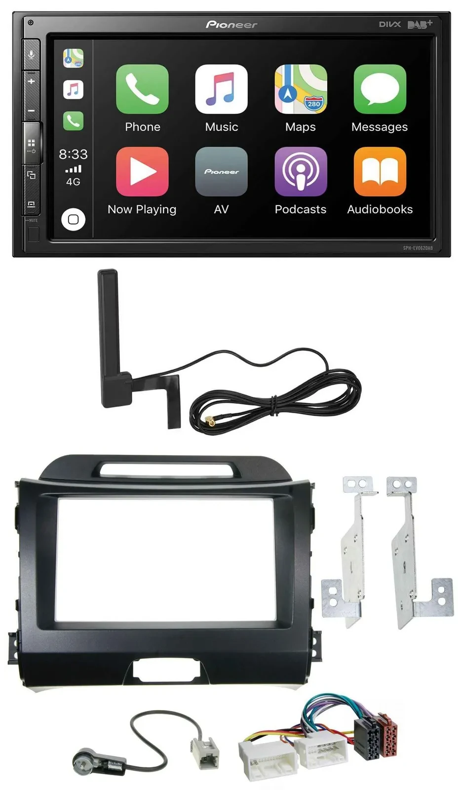 Pioneer USB 2DIN Bluetooth DAB MP3 Autoradio für Kia Sportage 3 10-15 SL schwarz