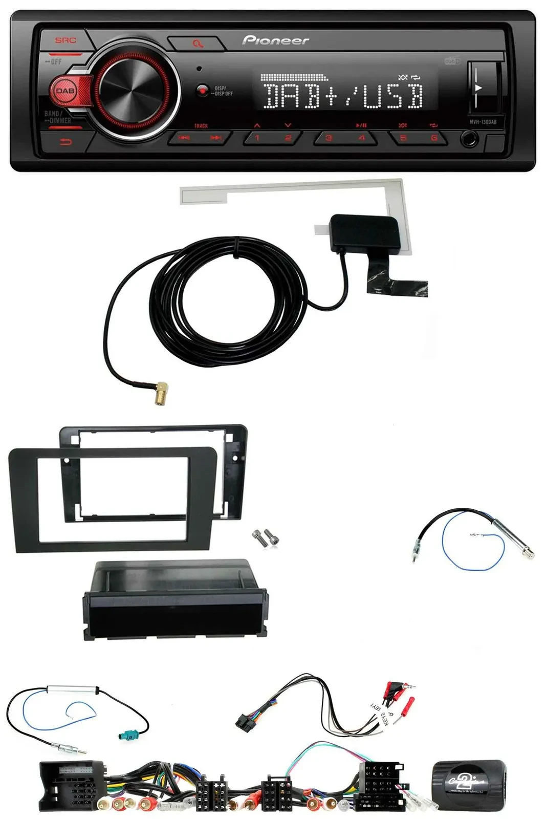 Автомагнитола для Audi A3 8P (2003–2012) Pioneer 1-DIN, MP3, DAB, USB, поддержка кнопок на руле, совместима с активной системой