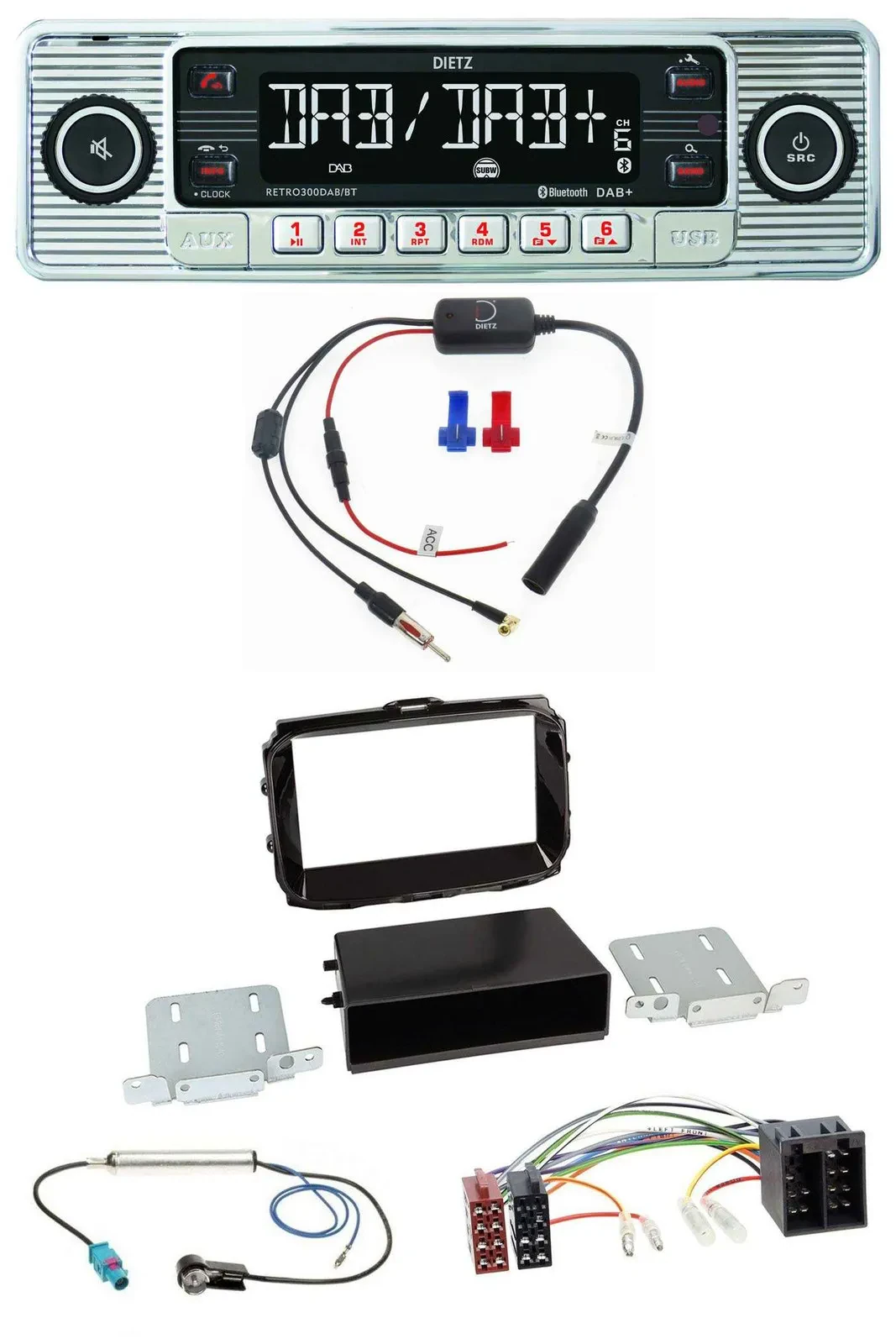 Dietz DAB USB MP3 Bluetooth Autoradio für Alfa Giulietta ab 2013 ISO piano-schwa