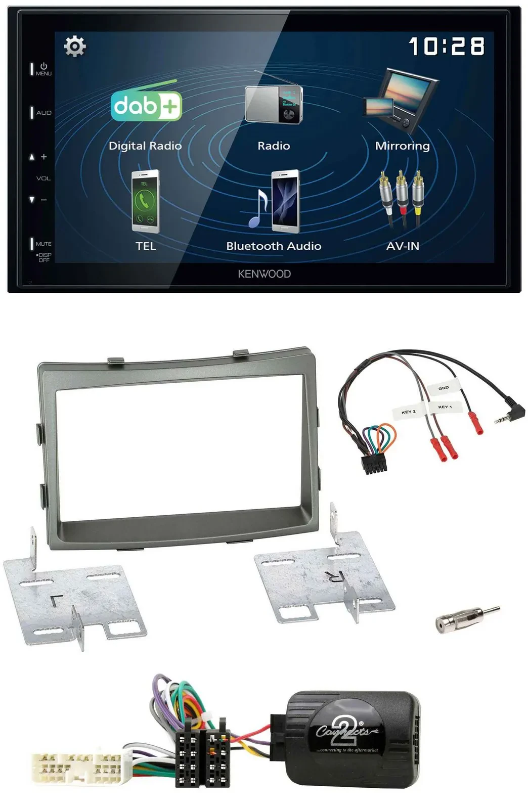 Автомагнитола Kenwood 2-DIN Bluetooth USB DAB для SsangYong Rodius (с 2013), с поддержкой управления на руле