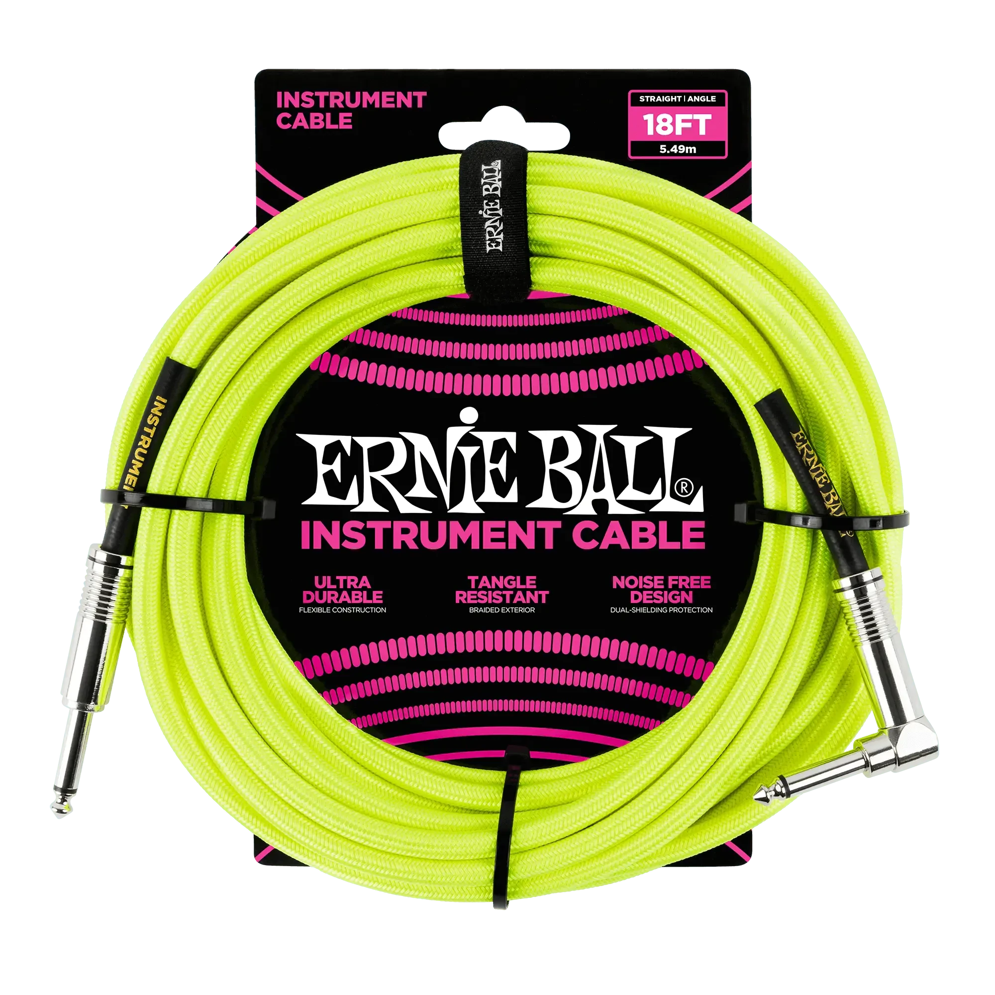Инструментальный кабель Ernie Ball 6085 5.5м Braided Neon Yellow