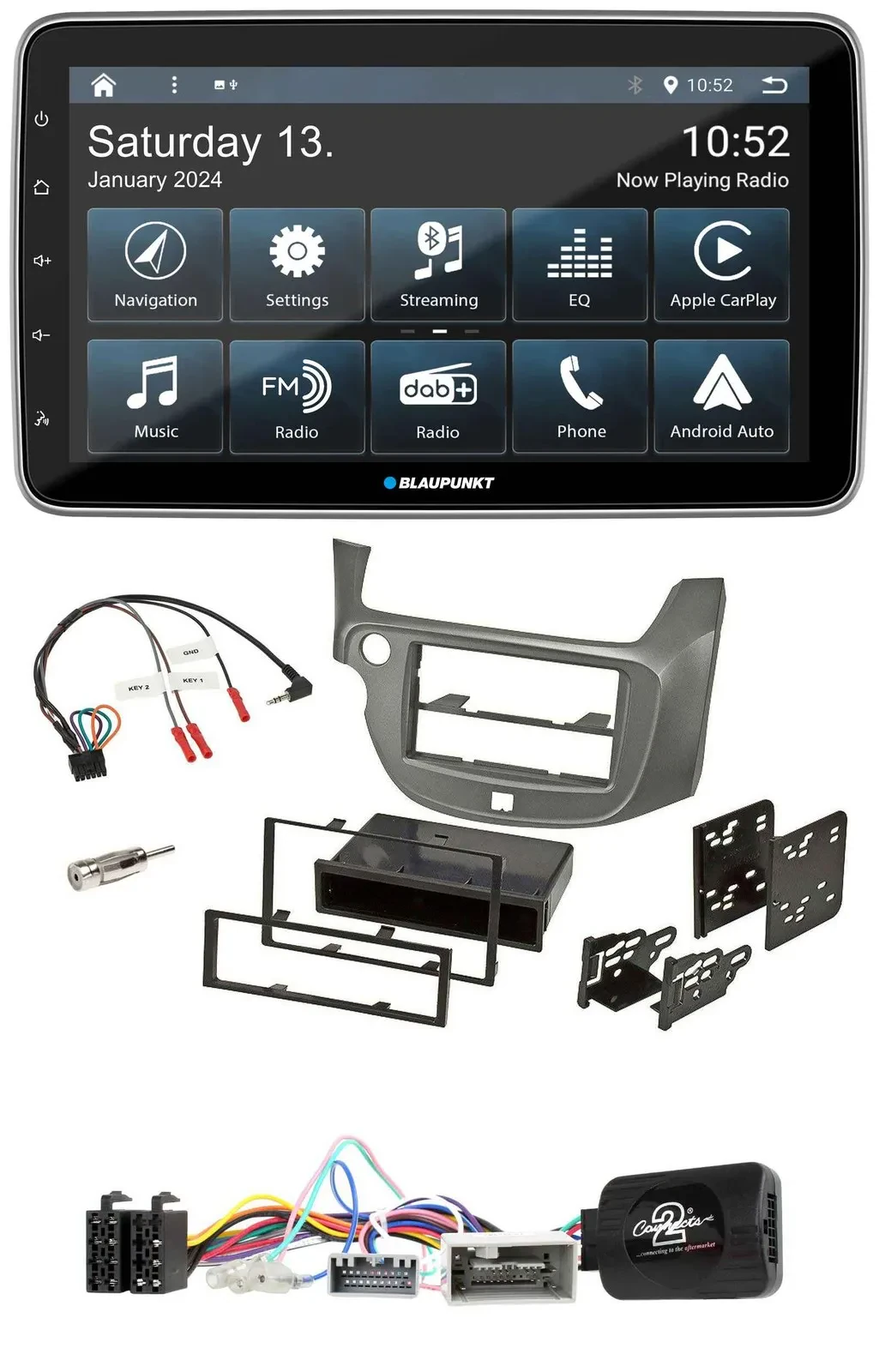 Blaupunkt USB DAB SD Lenkrad Bluetooth Autoradio für Honda Jazz ab 2014 silber