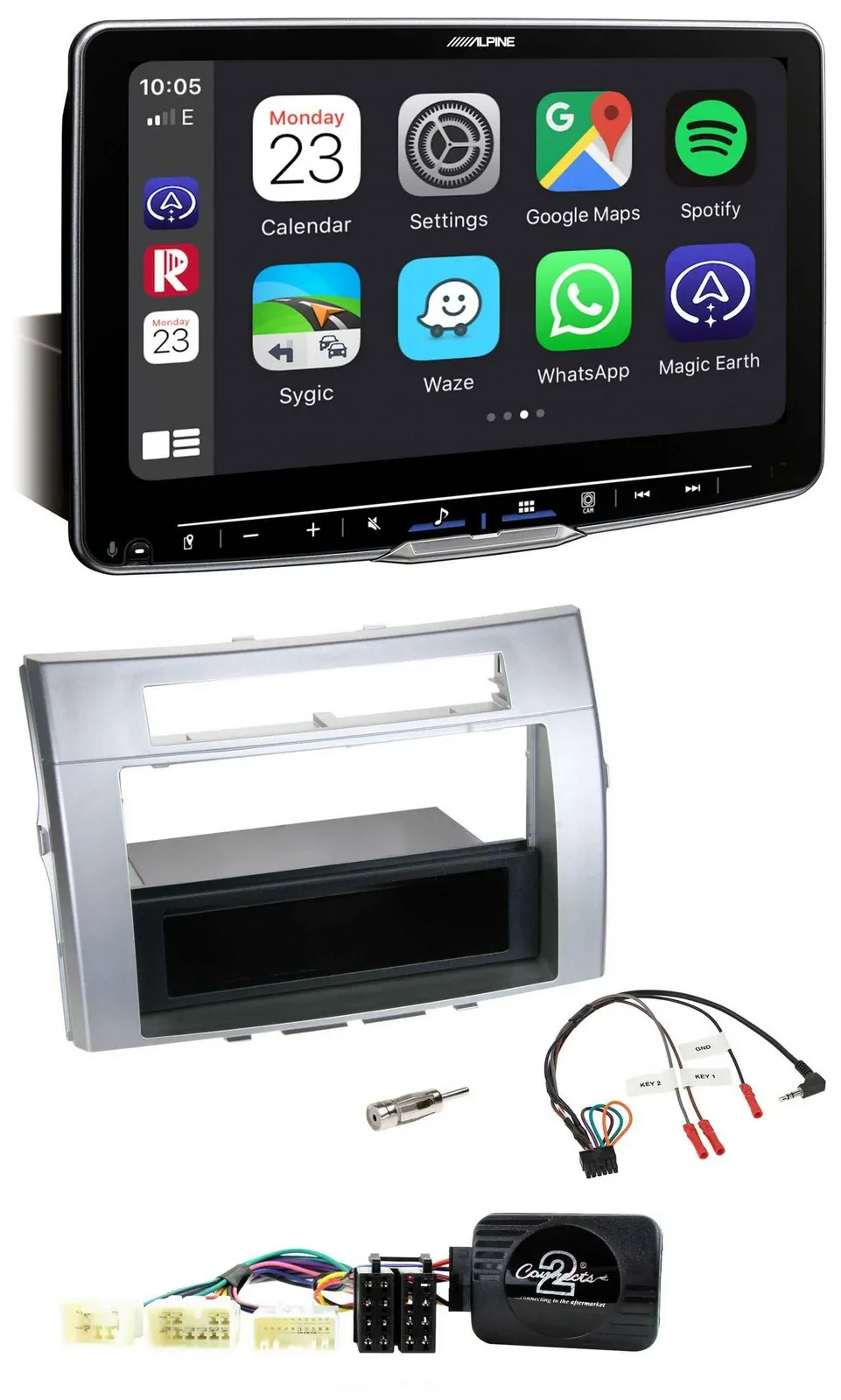 Автомагнитола для Toyota Corolla Verso 2004–2007 Alpine Bluetooth USB DAB с поддержкой кнопок на руле