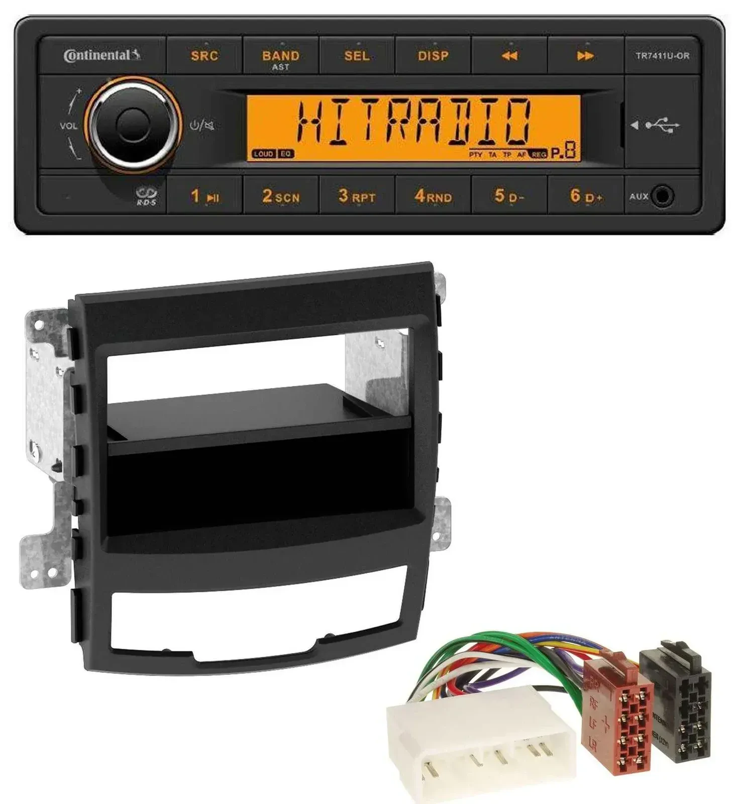 Continental 1DIN USB AUX MP3 Autoradio für SsangYong Korando CK 2010-2013