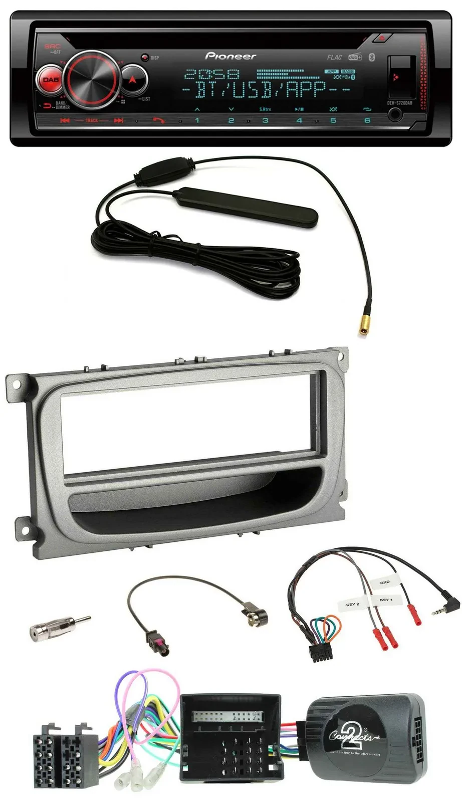 Автомагнитола для Ford S-Max/Mondeo Pioneer USB, DAB, Bluetooth, CD, поддержка кнопок на руле, CAN 2007–2014