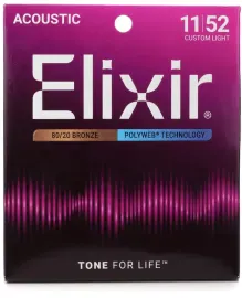 Струны для акустической гитары Elixir Polyweb 11025 11-52, бронза