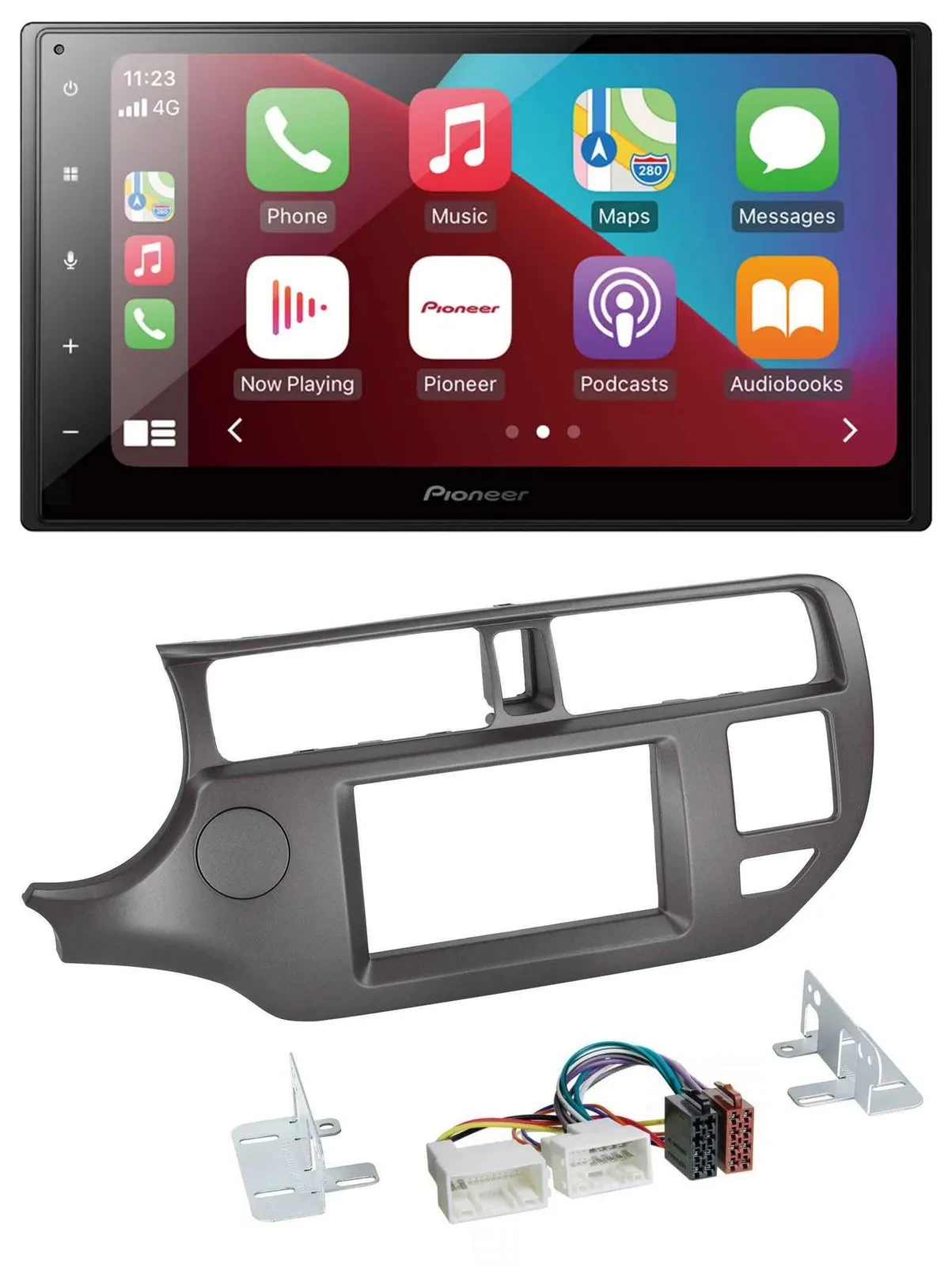 Pioneer USB MP3 DAB 2DIN Bluetooth Autoradio für Kia Rio UB 11-14 anthrazit