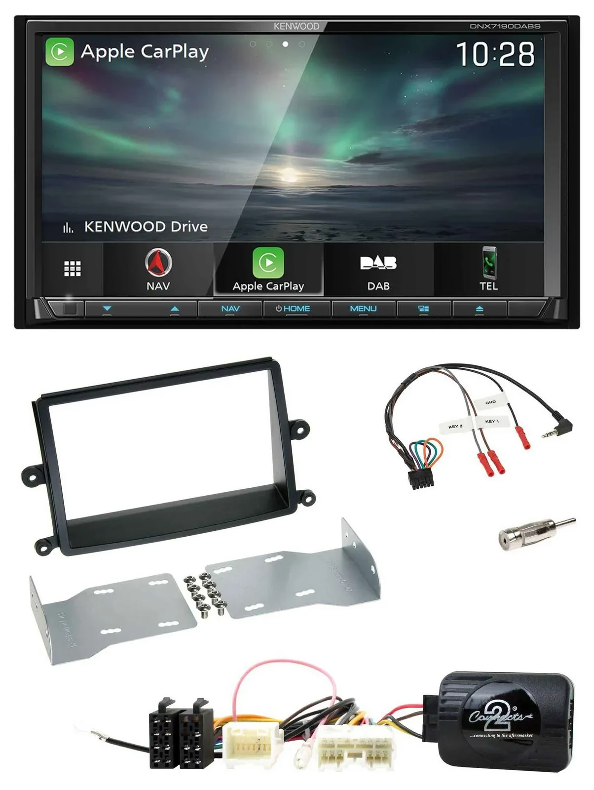 Kenwood Bluetooth USB 2DIN Lenkrad TMC DAB Navigation für Mitsubishi L200 06-15