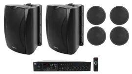 Rockville 70v Amplifier+2) Black Wall+4) Ceiling Speakers For Restaurant/Café