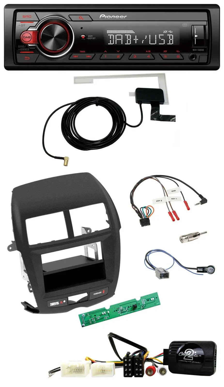 Автомагнитола для Mitsubishi ASX 2010–2014 Pioneer 1 DIN, MP3, DAB, USB, управление с руля