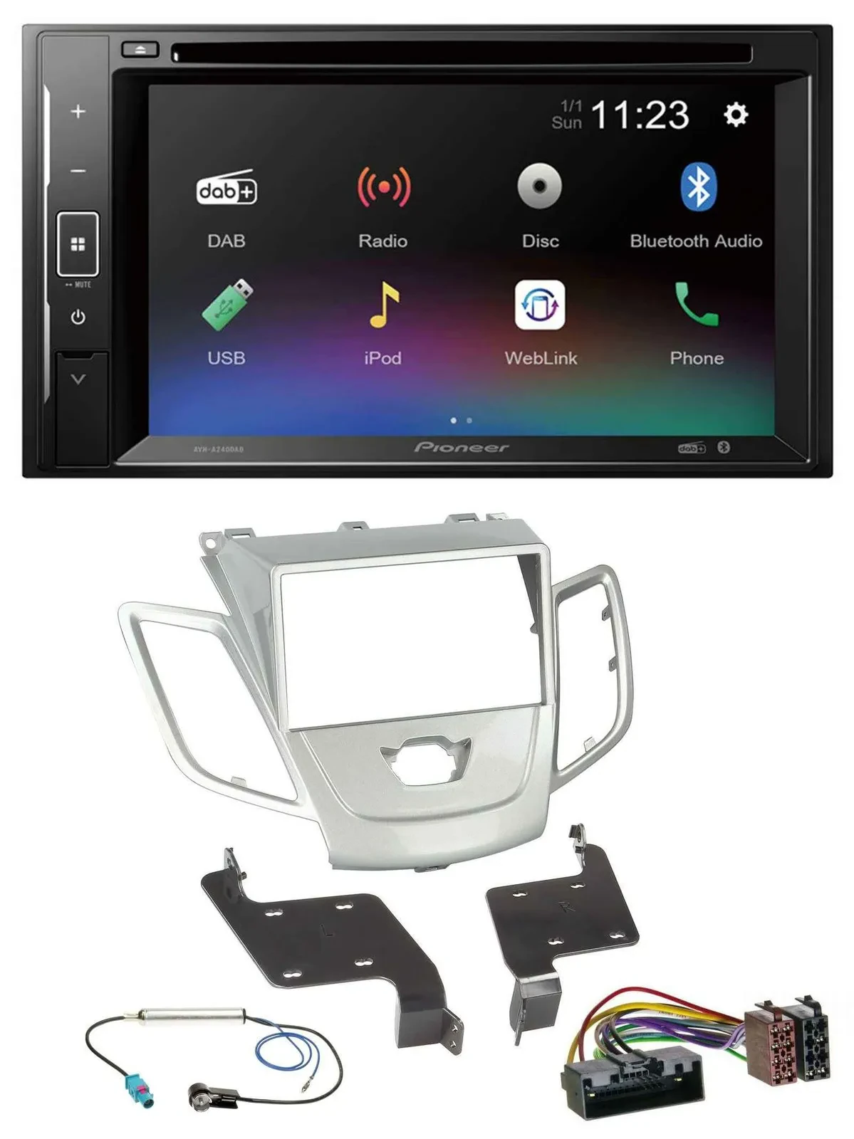 Pioneer Bluetooth MP3 USB 2DIN DAB DVD Autoradio für Ford Fiesta 2010-2017 silbe