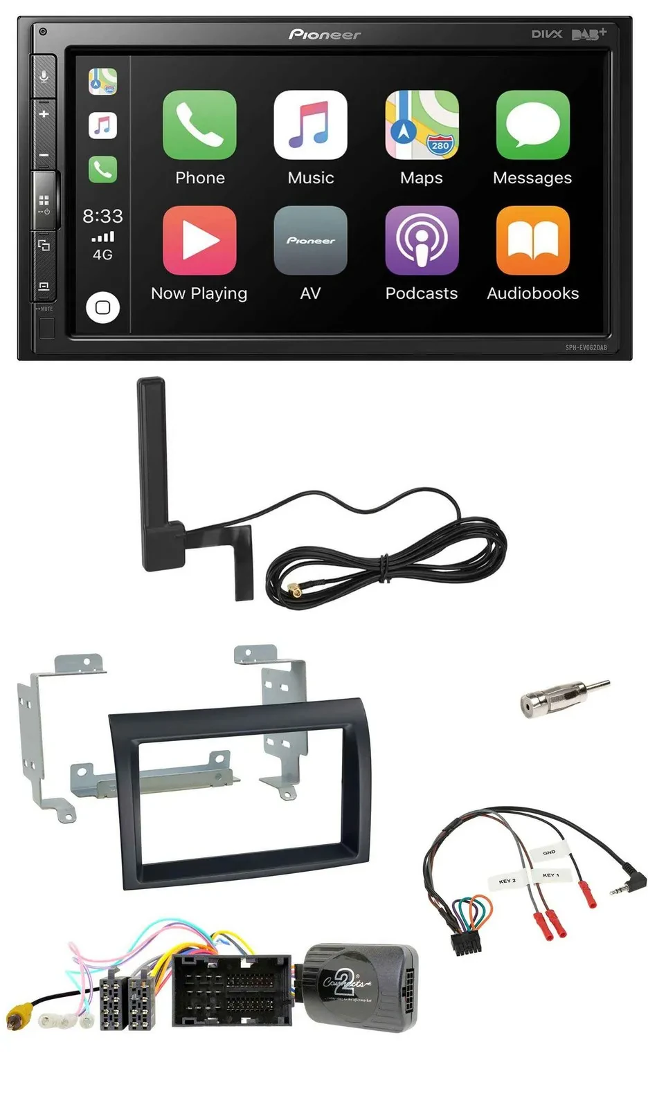 Автомагнитола для Citroen Jumper (с 2014) Pioneer 2DIN USB Bluetooth DAB, черный