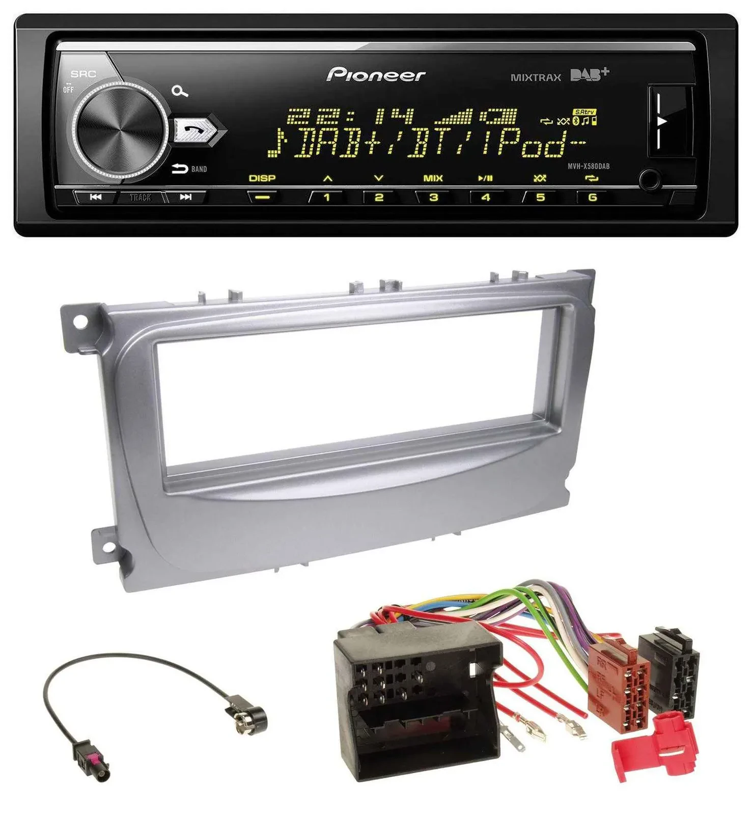 Pioneer Bluetooth USB DAB MP3 Autoradio für Ford S-Max Mondeo 07-14 silber
