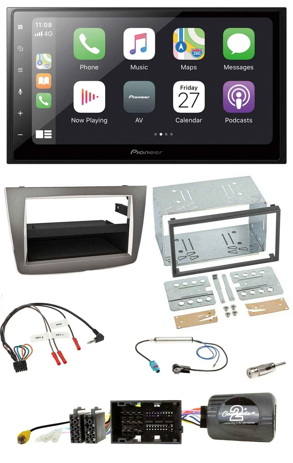 Автомагнитола для Alfa Romeo Mito (2014–2018) Pioneer 2DIN, Bluetooth, DAB, USB, поддержка кнопок на руле