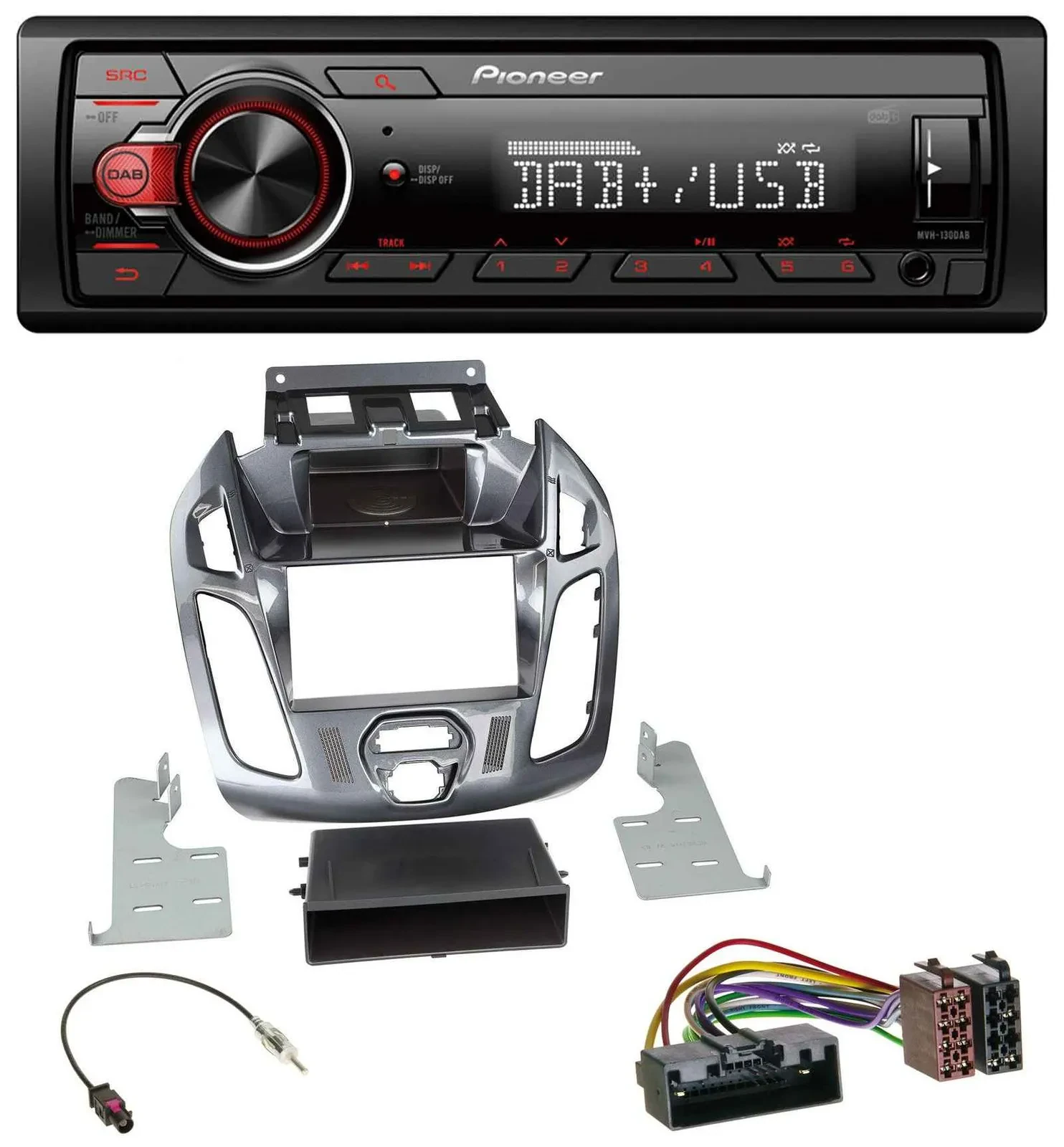 Автомагнитола Pioneer 1DIN, DAB, USB, AUX для Ford Transit/Connect (2012–2018) без дисплея