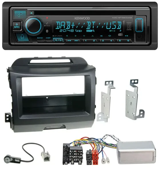 Kenwood Bluetooth DAB CD Lenkrad USB Autoradio für Kia Sportage 3 10-15 schwarz