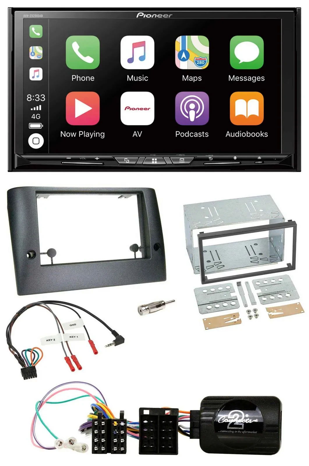 Pioneer 2DIN Lenkrad USB DAB DVD Bluetooth Autoradio für Fiat Stilo 2005-2007