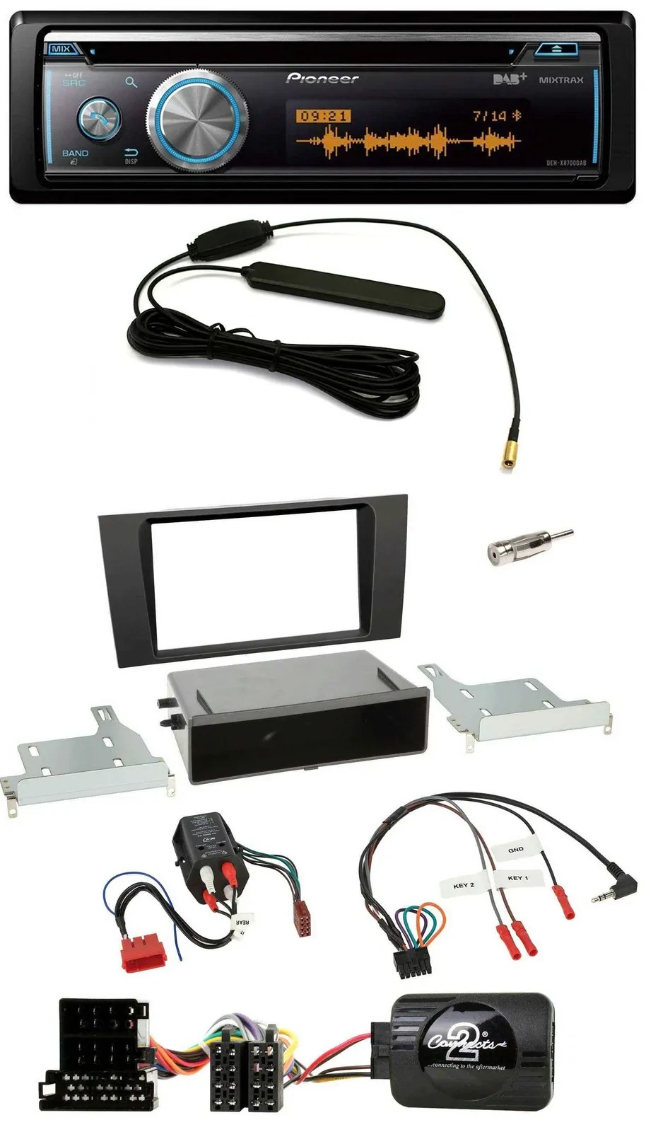 Автомагнитола Pioneer CD USB Bluetooth DAB для Audi A4 B5 1999–2001, поддержка управления на руле, совместима с Bose