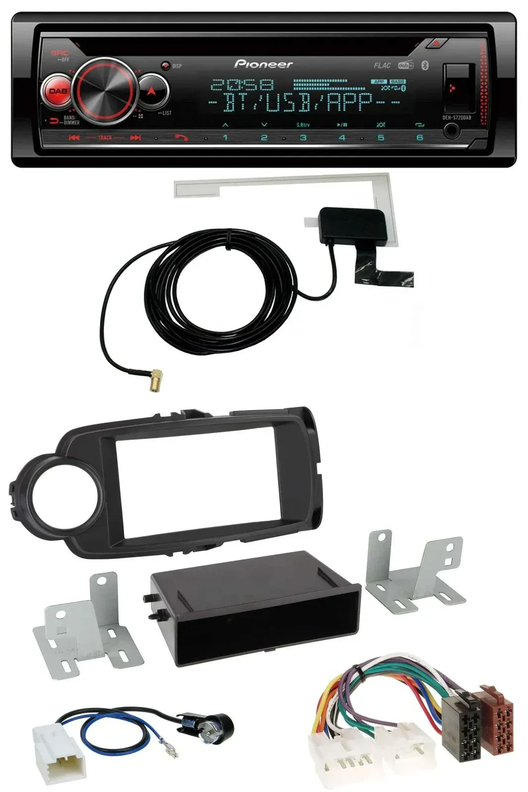 Автомагнитола Pioneer DAB, CD, MP3, USB, Bluetooth для Toyota Yaris (2011–2014), черный