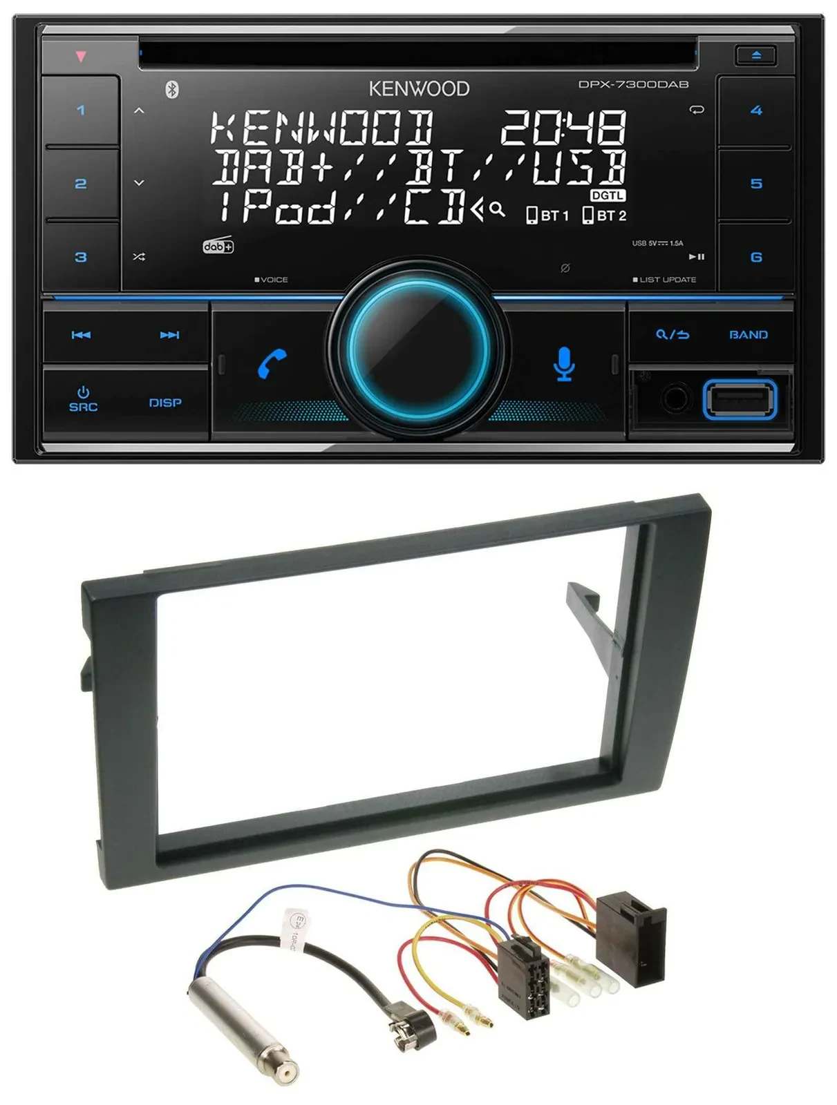 Kenwood CD 2DIN DAB USB MP3 Bluetooth Autoradio für Audi A4 B6 B7 2001-2008 ISO
