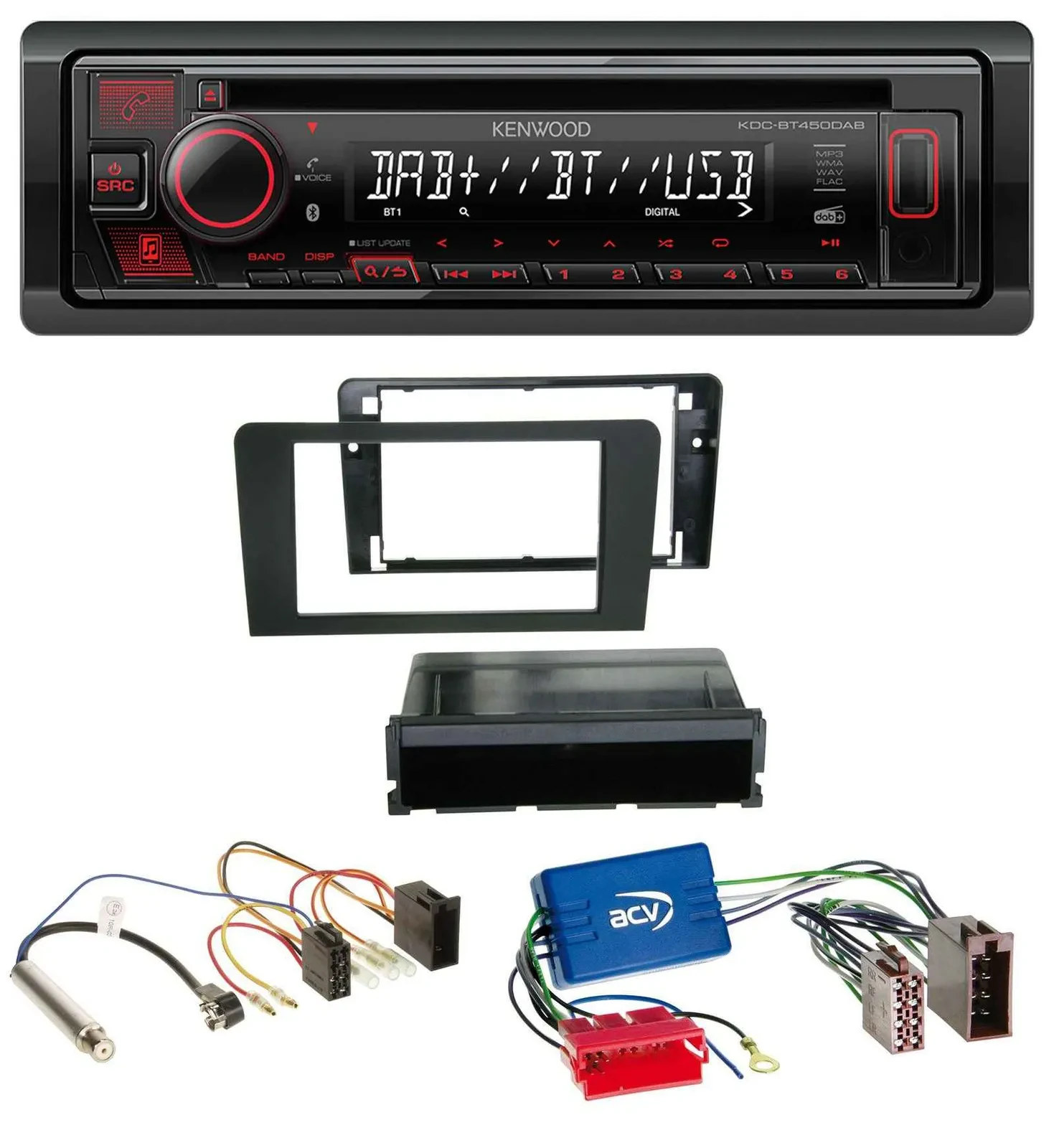 Kenwood MP3 CD USB Bluetooth DAB Autoradio für Audi A3 03-06 8P Symphony Aktivsy
