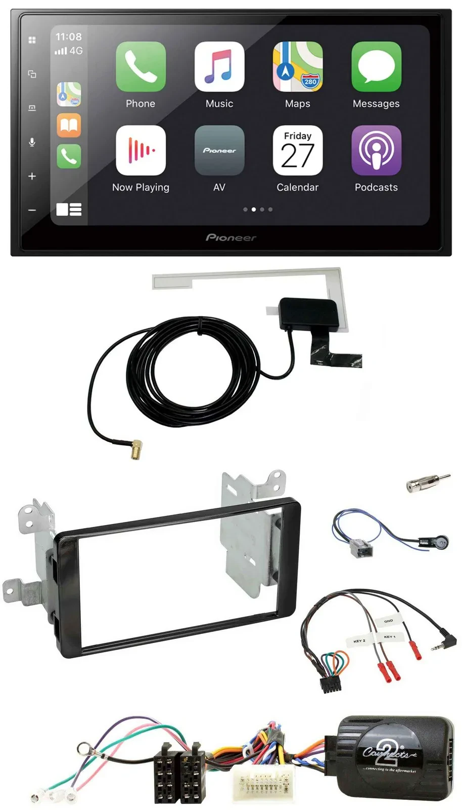 Pioneer USB Lenkrad 2DIN Bluetooth DAB Autoradio für Mitsubishi ab 2012 Outlande