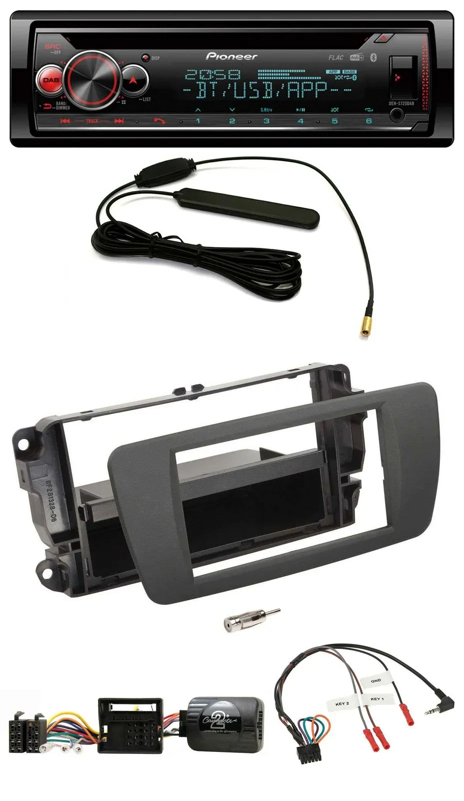 Pioneer USB DAB Lenkrad Bluetooth CD Autoradio für Seat Ibiza tuam grey