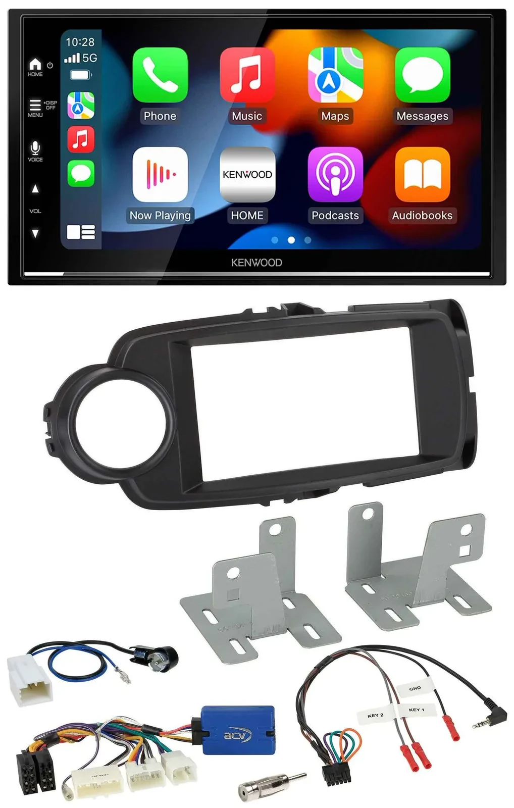 Kenwood DAB USB Bluetooth 2DIN Lenkrad Autoradio für Toyota Yaris ab 2014 schwar