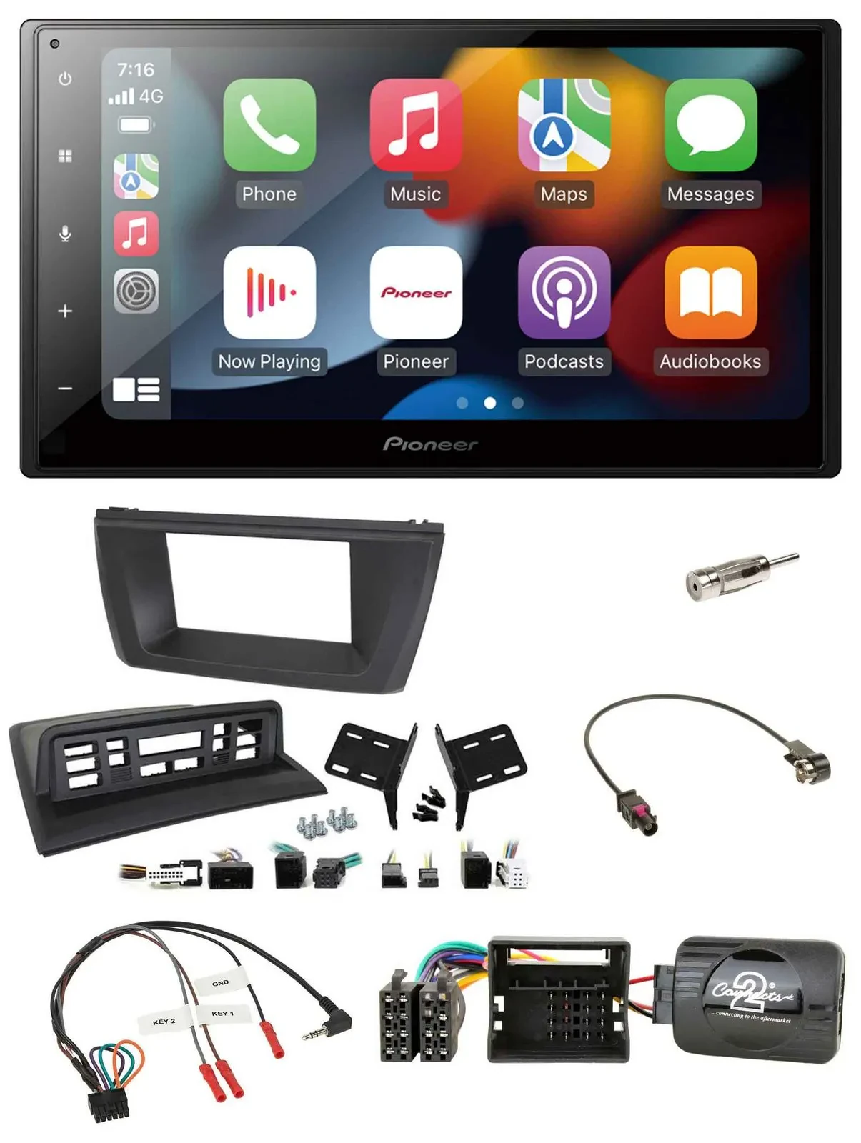 Автомагнитола Pioneer 2-DIN, DAB, Bluetooth, USB, для BMW X3 E83 (2004–2010), совместима с кнопками на руле
