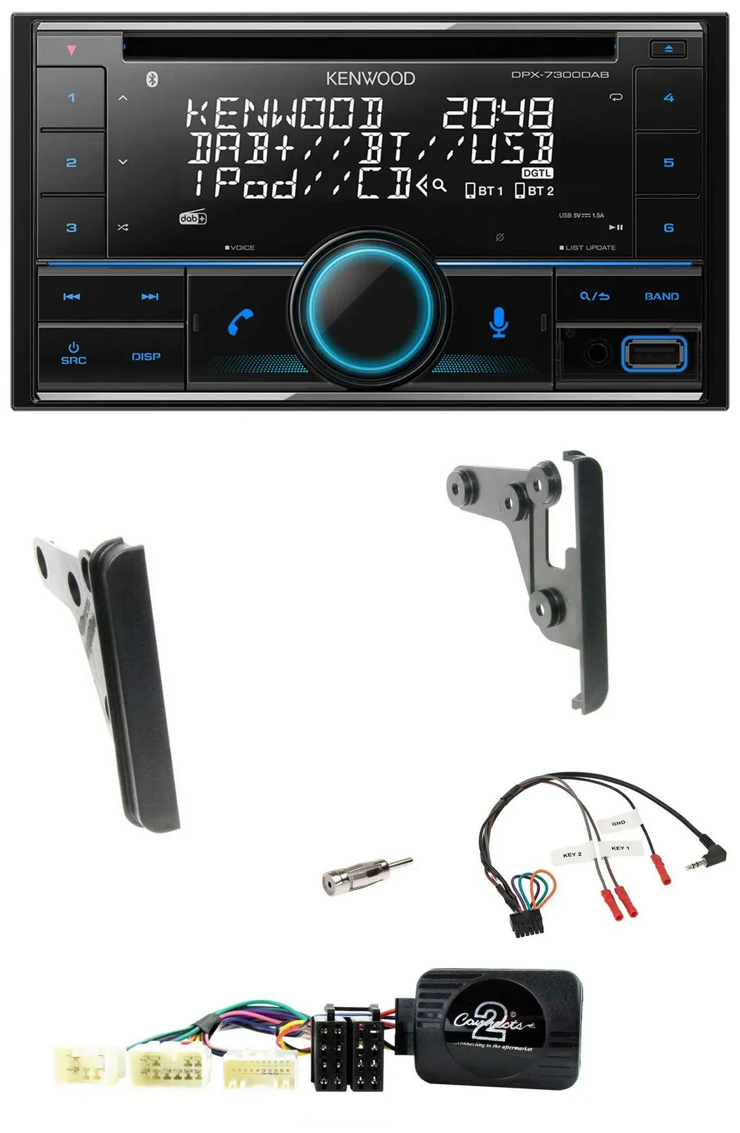 Автомагнитола Kenwood 2DIN CD DAB USB Bluetooth для Toyota RAV4 2001–2005 с поддержкой управления на руле