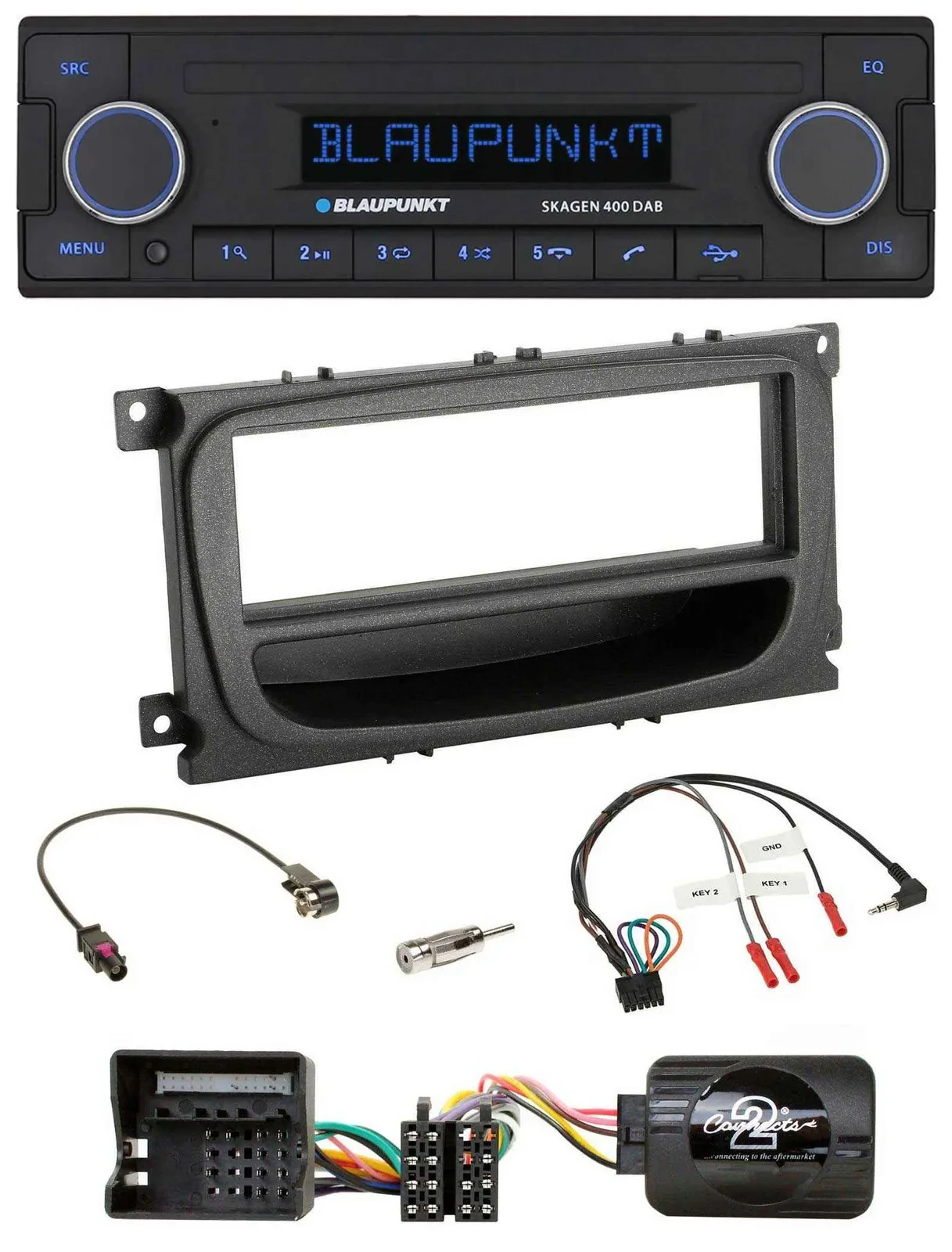 Blaupunkt DAB USB Bluetooth Lenkrad Autoradio für Ford Mondeo S-Max 07-14 schwar