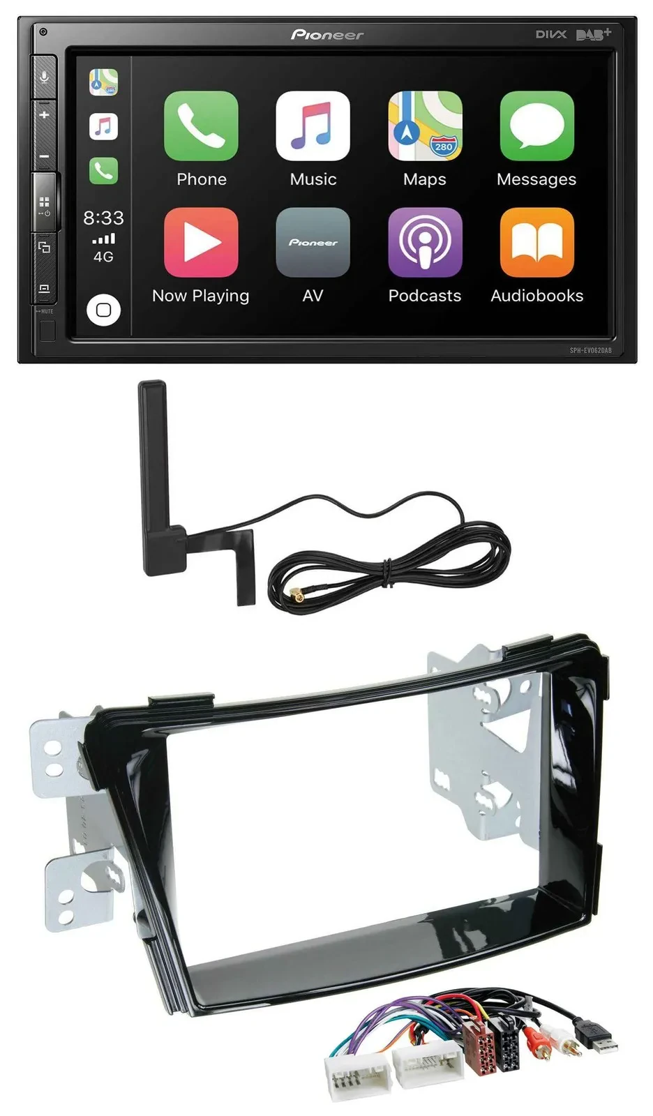 Автомагнитола Pioneer 2-DIN USB Bluetooth DAB MP3 для Hyundai i40 (с 2011), чёрный глянец