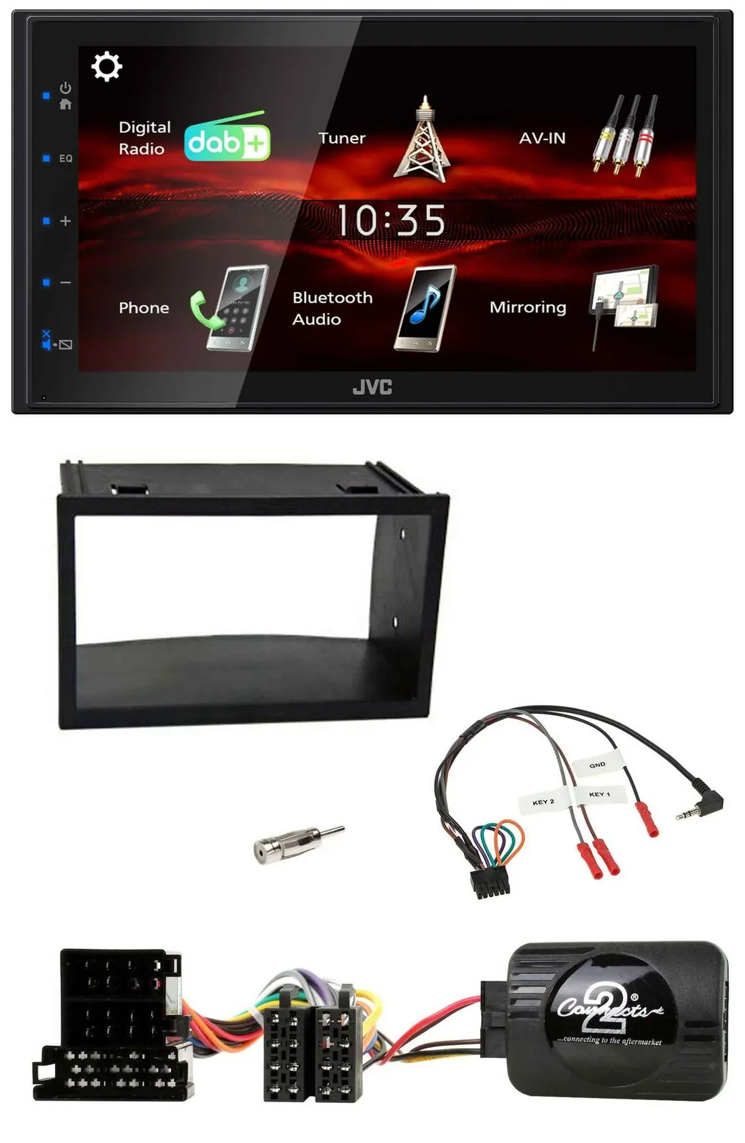 JVC USB Bluetooth Lenkrad DAB 2DIN Autoradio für VW Golf 4 Polo Passat ISO