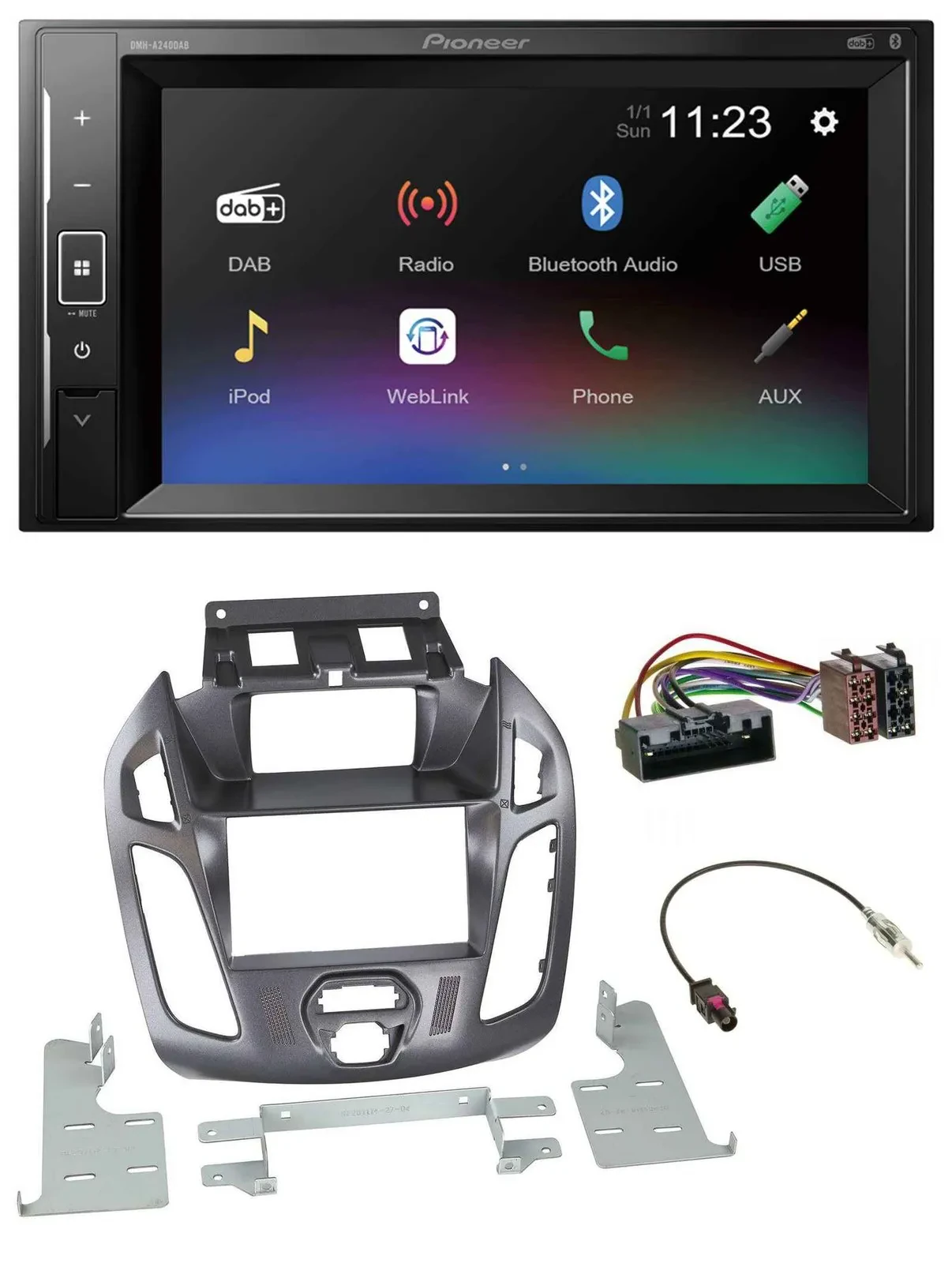 Pioneer DAB MP3 2DIN Bluetooth USB Autoradio für Ford Transit mit Display 2012-2