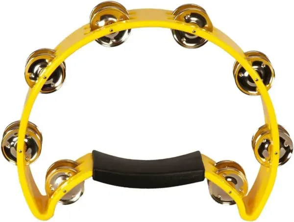 Coda Model DP-140-W - 8 Jingle Half Moon Professional Tambourine - Yellow