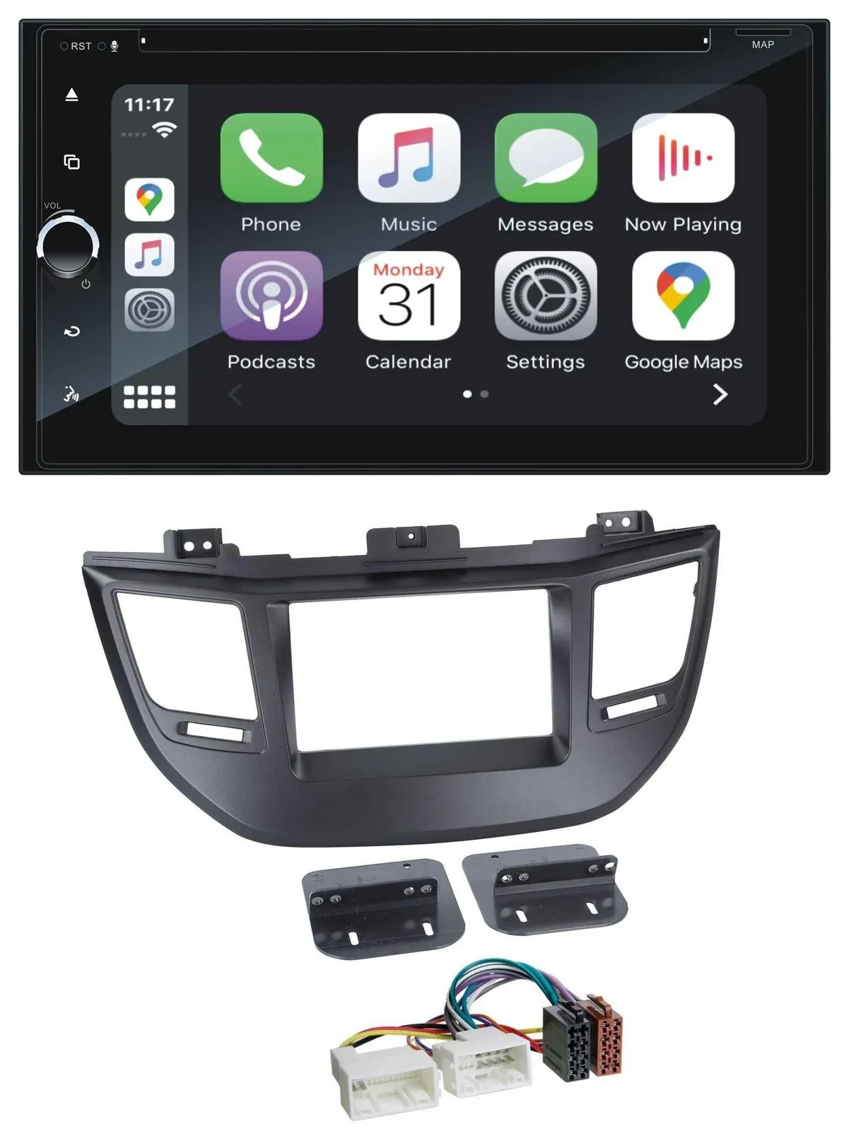 Blaupunkt 2DIN Bluetooth DAB USB DVD MP3 Autoradio für Hyundai Tucson ab 15 schw