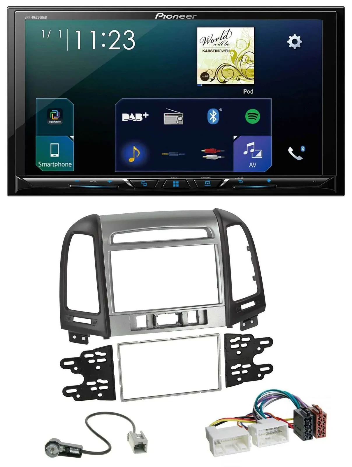 Pioneer MP3 Bluetooth USB 2DIN DAB Autoradio für Hyundai Santa Fe 3 Schalter 06-