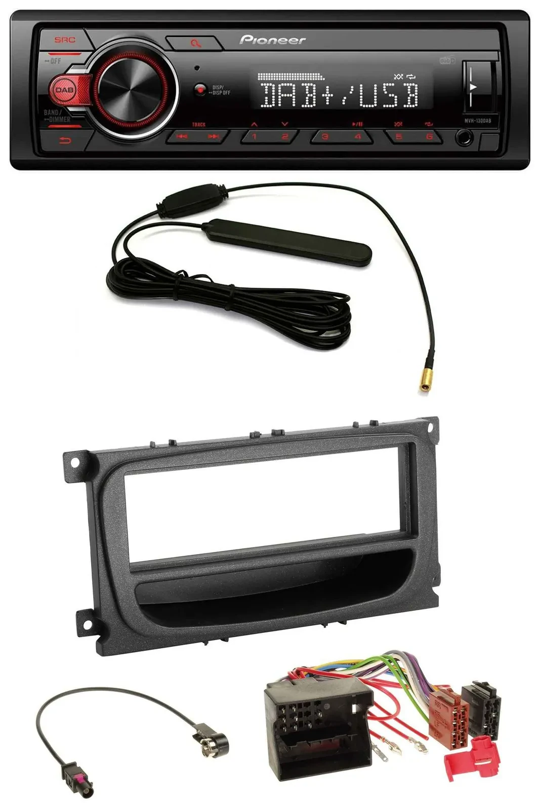 Автомагнитола для Ford Mondeo/S-Max 2007–2014 Pioneer 1DIN, DAB, USB, AUX, MP3 с карманом