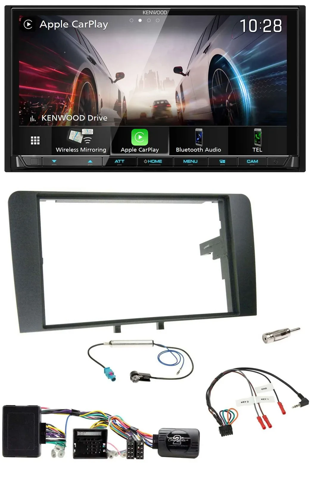 Kenwood Lenkrad 2DIN USB DAB Bluetooth Autoradio für Audi A3 8P 03-12 Bose Aktiv