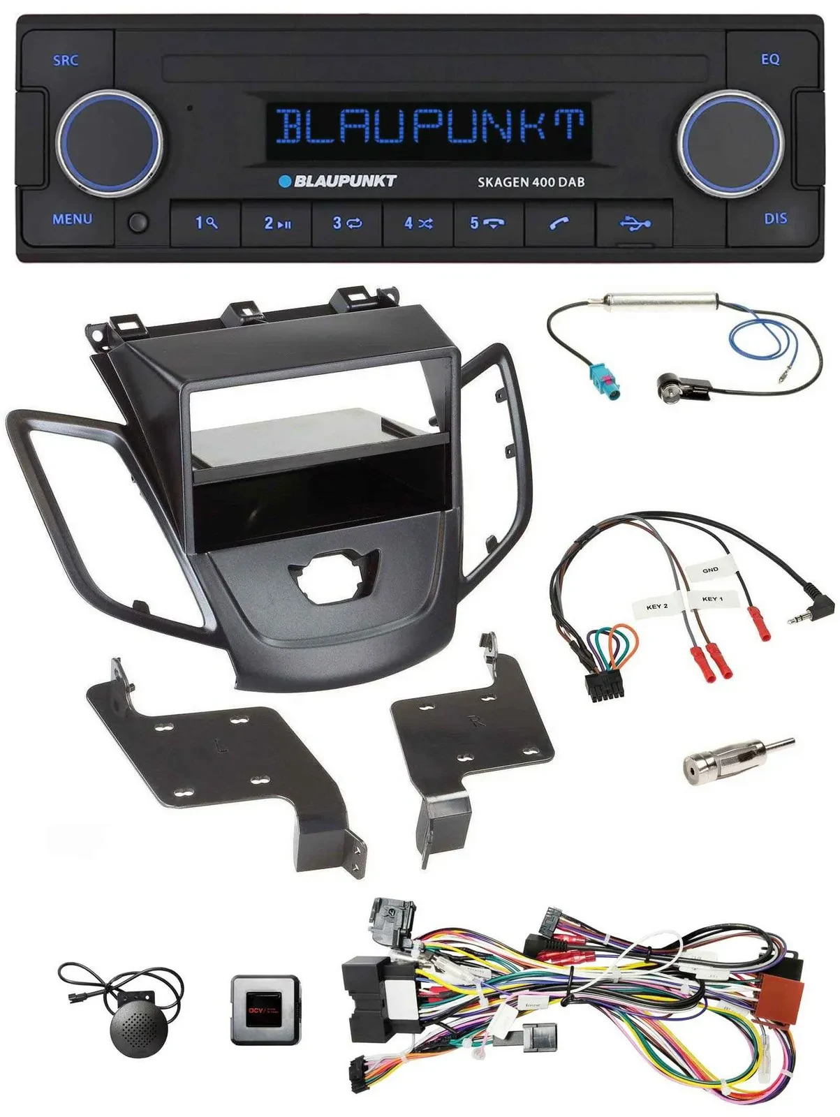 Автомагнитола Blaupunkt DAB, USB, Bluetooth для Ford Fiesta 2008–2010 (без штатного дисплея), поддержка кнопок на руле