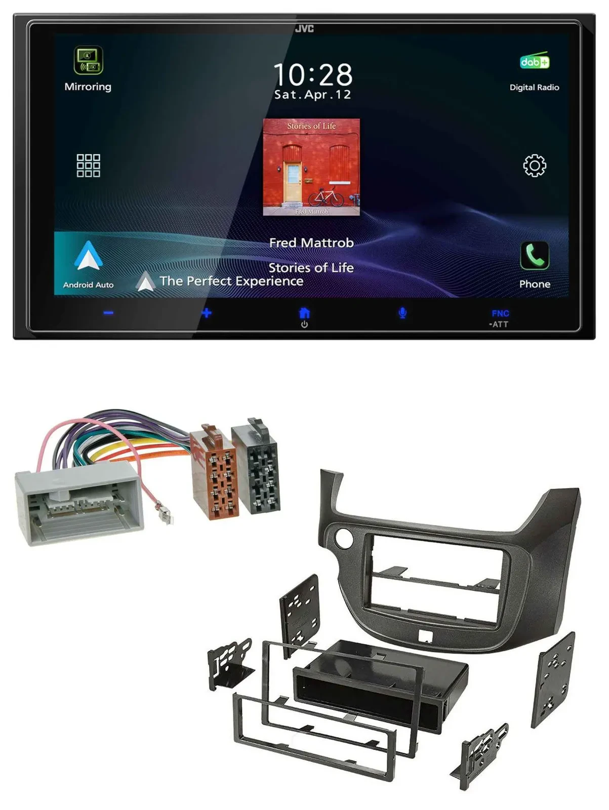 JVC USB Bluetooth 2DIN DAB MP3 Autoradio für Honda Jazz ab 09 matt schwarz